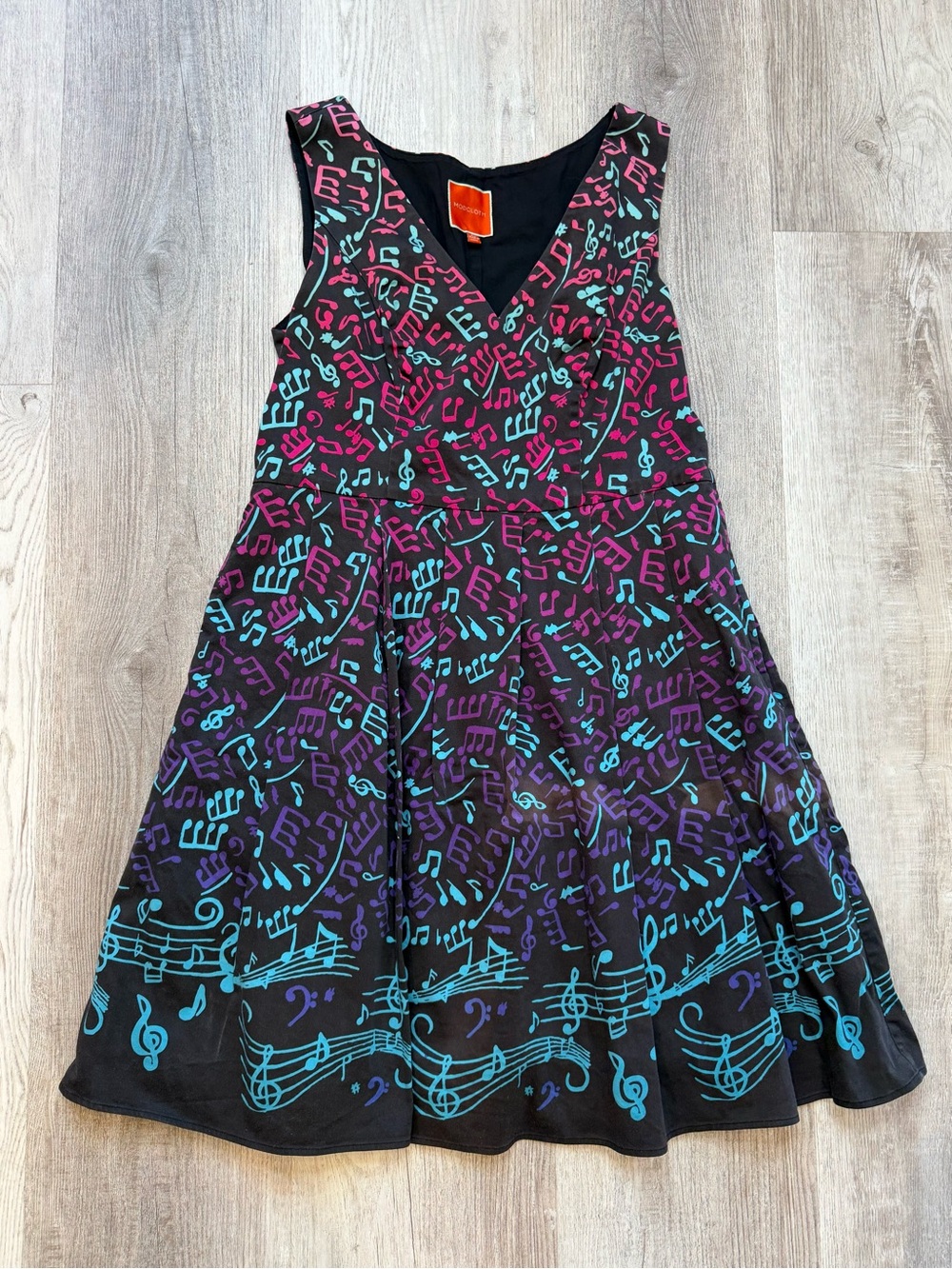 ModCloth Music Notes Fit & Flare Skater Dress Size XL Retro Rockabilly Cotton